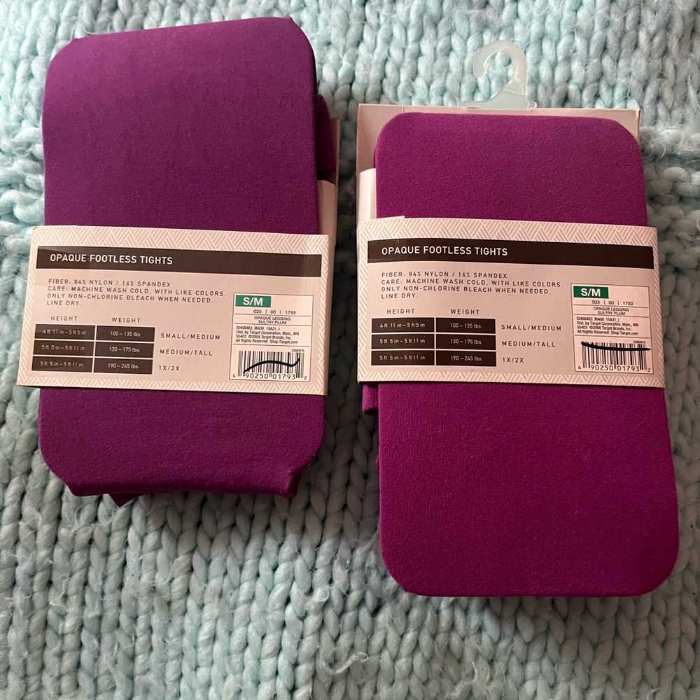 Merona Opaque Footless Tights — Purple (S/M) - Picture 3 of 7